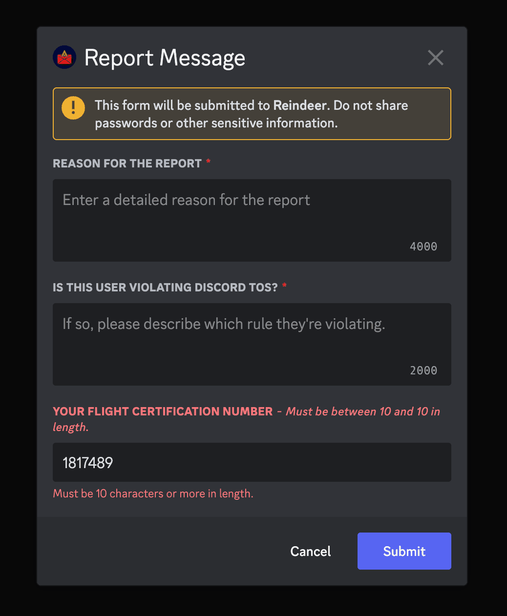 Report user – Discord
